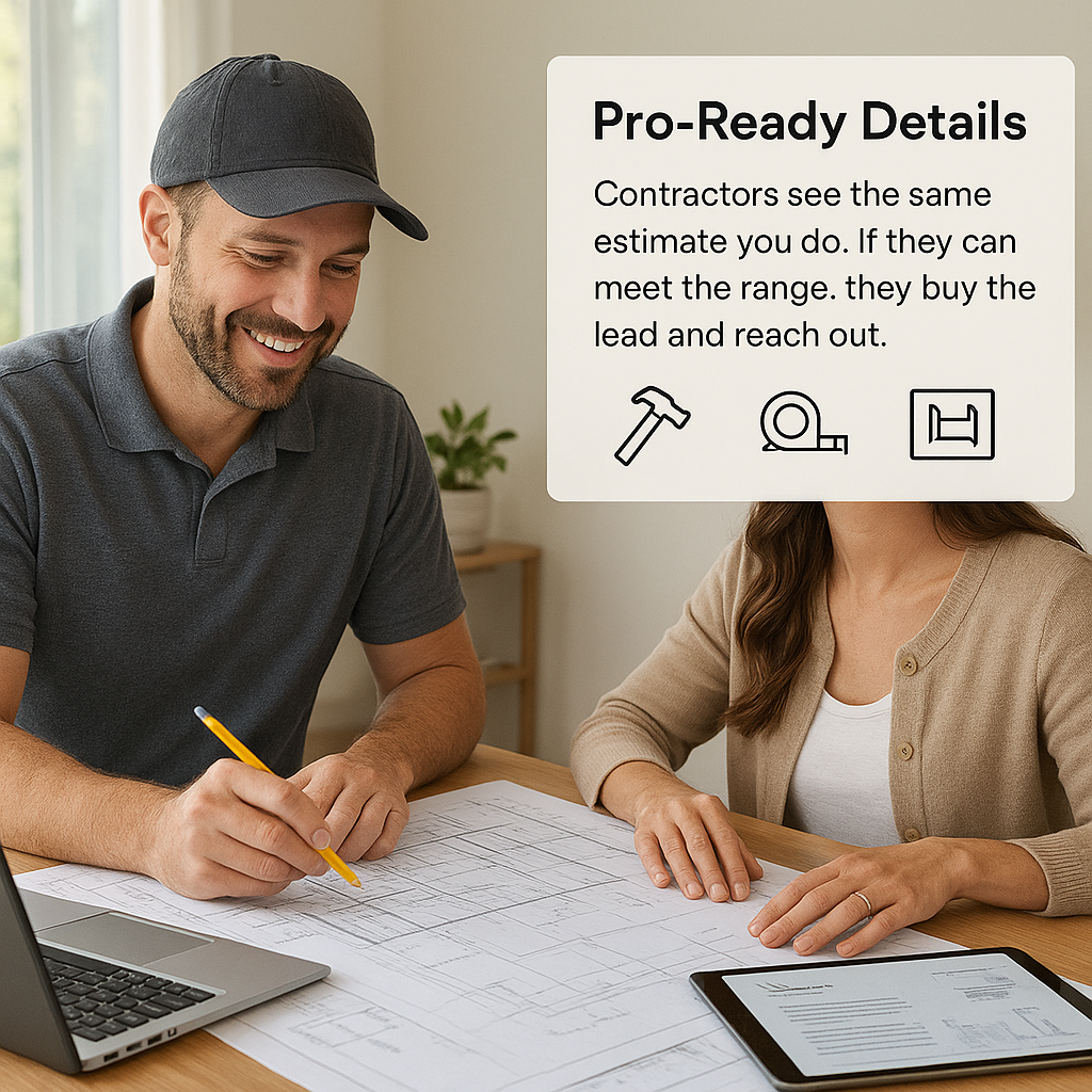 Contractor and homeowner reviewing plans