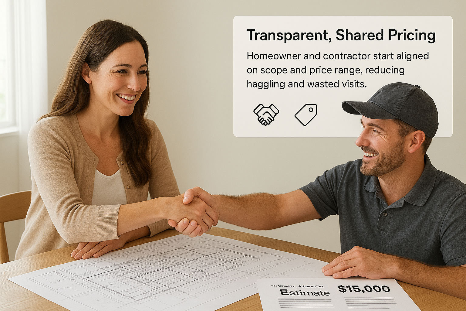 Homeowner and contractor share the same bid range